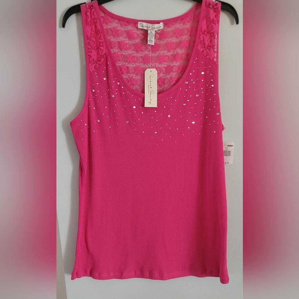 French Laundry Fuchsia Tank Top with Sparkling Accents